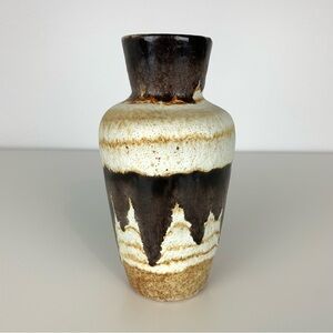 West Germany Vase Fat Lava 523-18 Beige Brown Vtg W. Germany German Pottery MCM